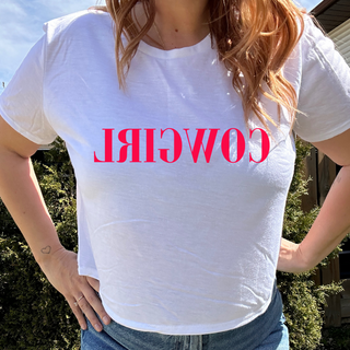 REVERSE COWGIRL CROP TEE