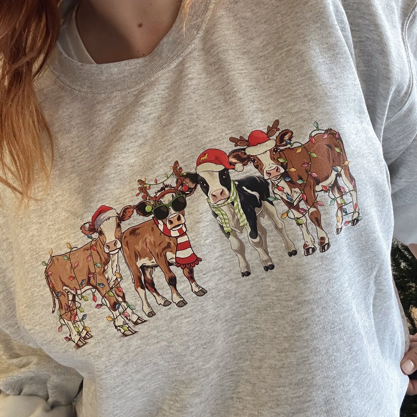 FESTIVE COW CREWNECK